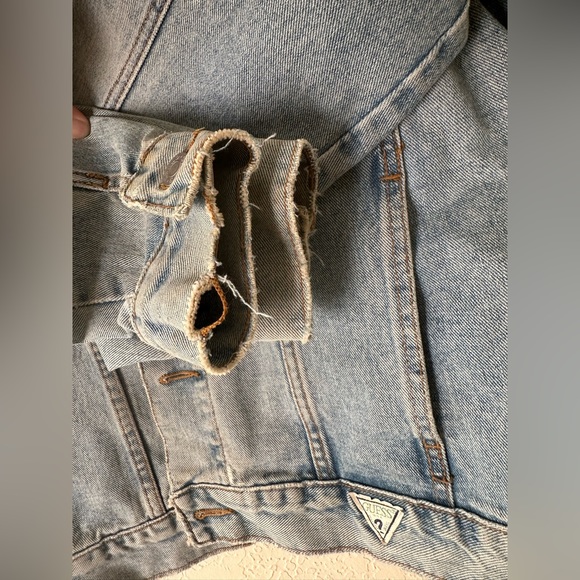Vintage Guess Denim Jacket Trucker style sz S to M made in USA 80’s Green label - Picture 11 of 14